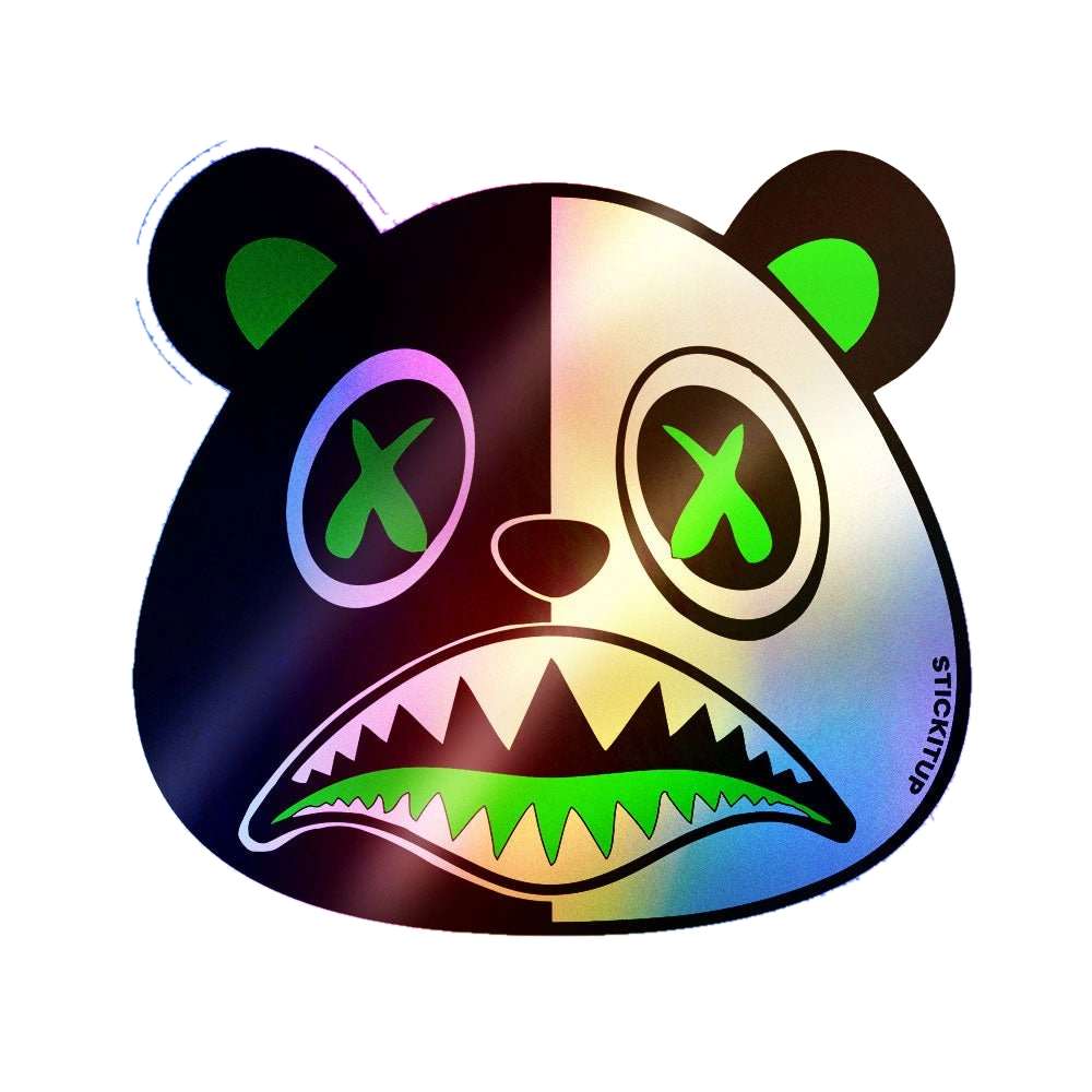 Split Panda Holographic Stickers